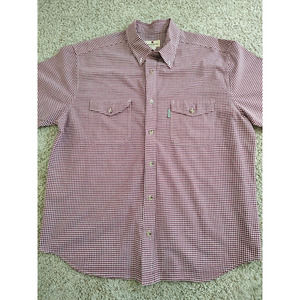 Woolrich Shirt Men's XL Checker Casual Button Down Short Sleeve‎ Red White
